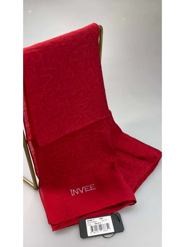 İNVEE 1550 Kırmızı İnvee Desenli Şal