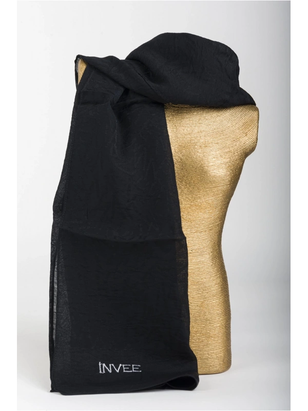İNVEE 1550 Siyah İnvee Desenli Şal