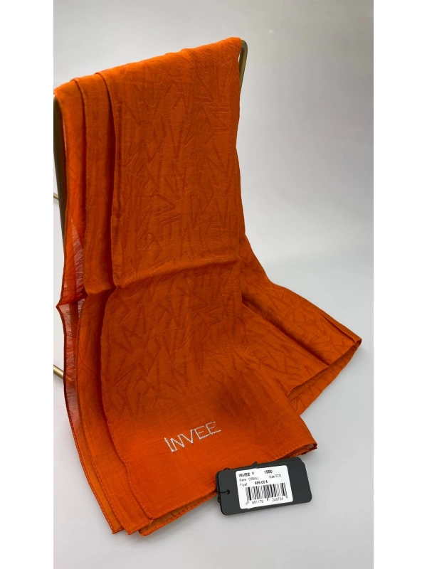 İNVEE 1550 Oranj İnvee Desenli Şal