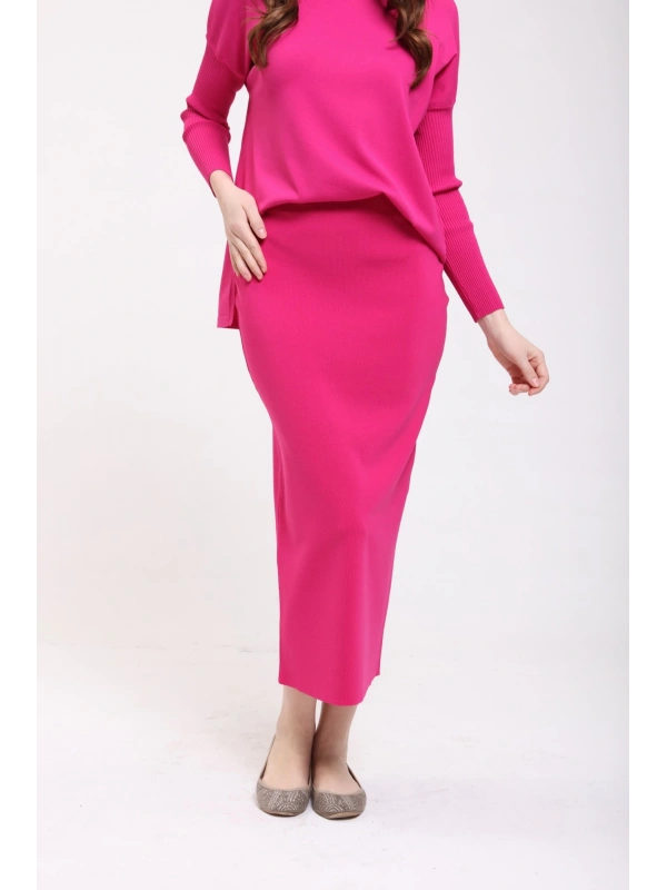 İNVEE 5685 Fuşya Triko Etek