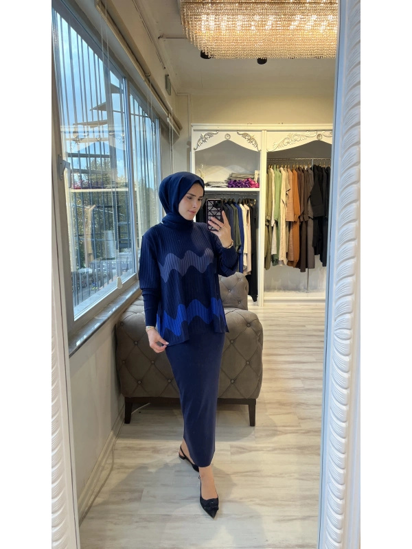 İNVEE 5685 Lacivert Triko Etek