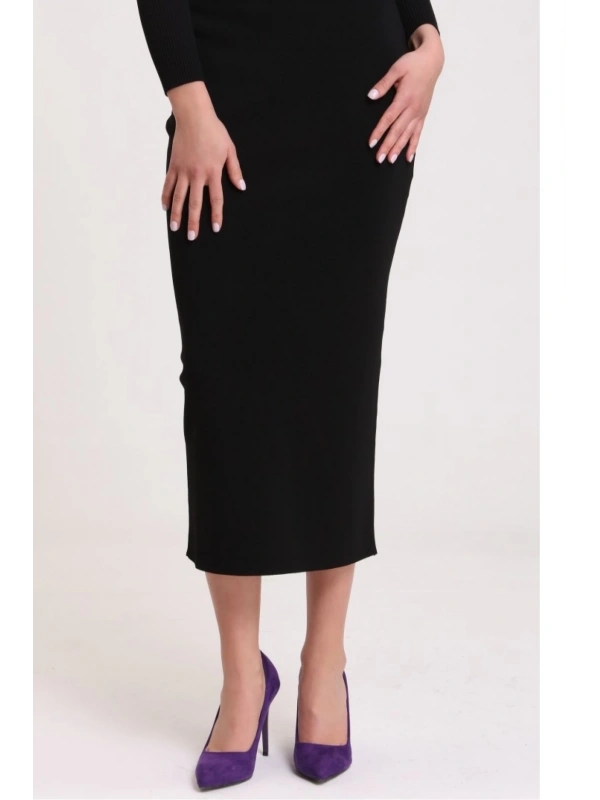 İNVEE 5685 Siyah Triko Etek