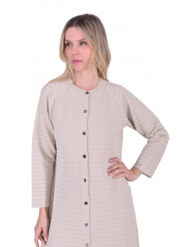 İNVEE 5732 Nervürlü Taş Triko Hırka