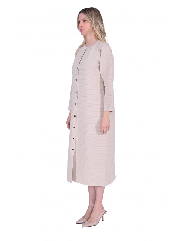 İNVEE 5732 Nervürlü Taş Triko Hırka