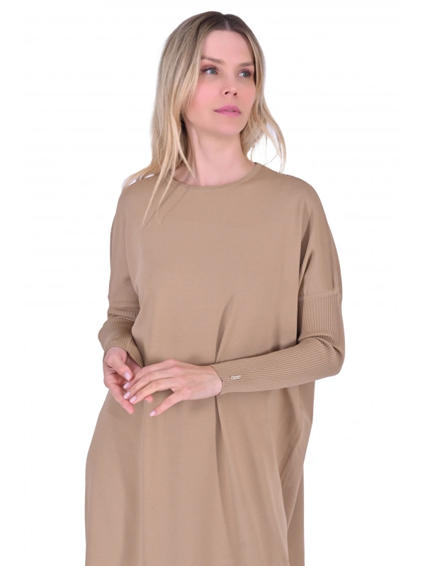 İNVEE 5747 Camel Triko Elbise