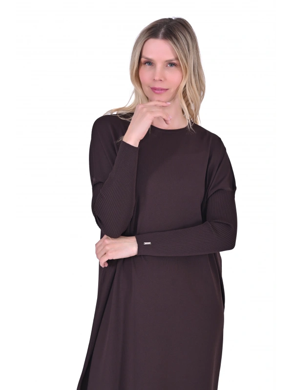 İNVEE 5747 Kahve Triko Elbise