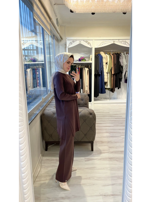 İNVEE 5749 Triko Pantolon - Kahverengi