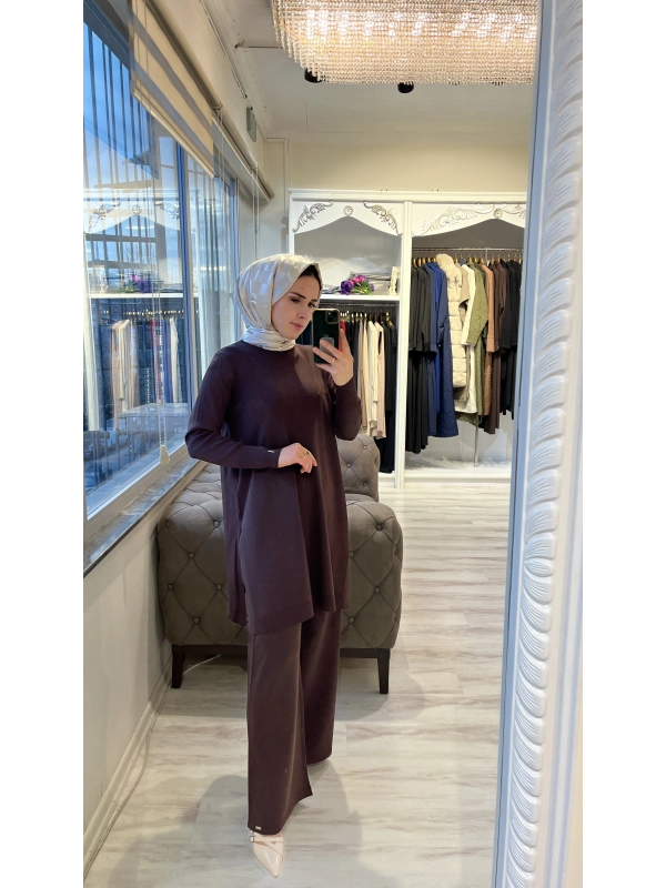 İNVEE 5749 Triko Pantolon - Kahverengi