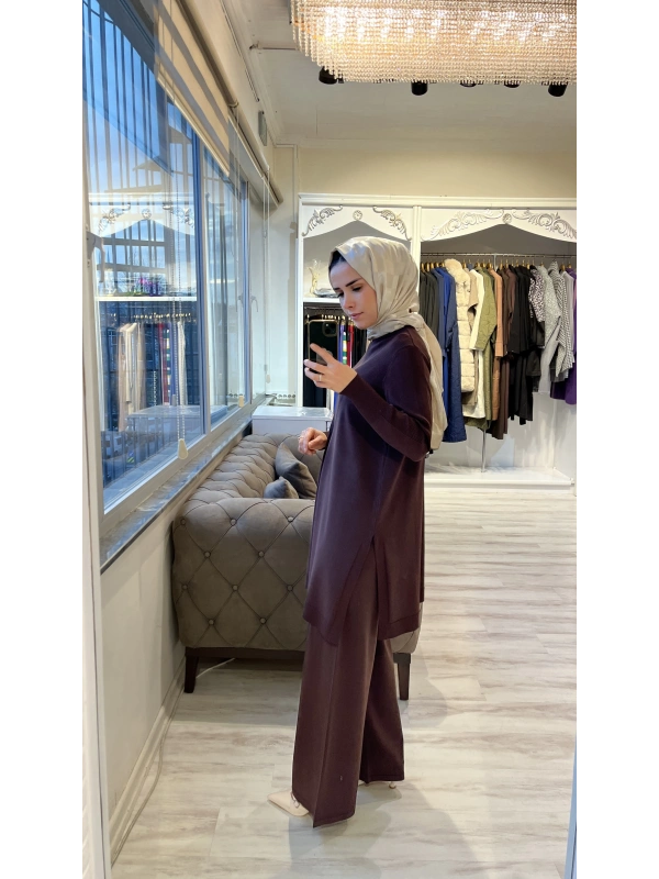 İNVEE 5749 Triko Pantolon - Kahverengi