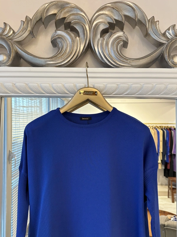 İNVEE 5879 Triko Tunik - Sax