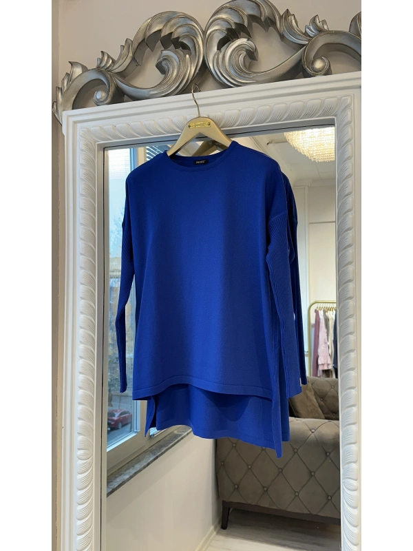İNVEE 5879 Triko Tunik - Sax
