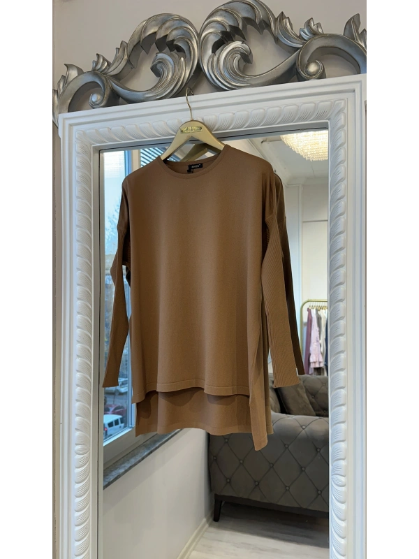 İNVEE 5879 Triko Tunik - Toprak