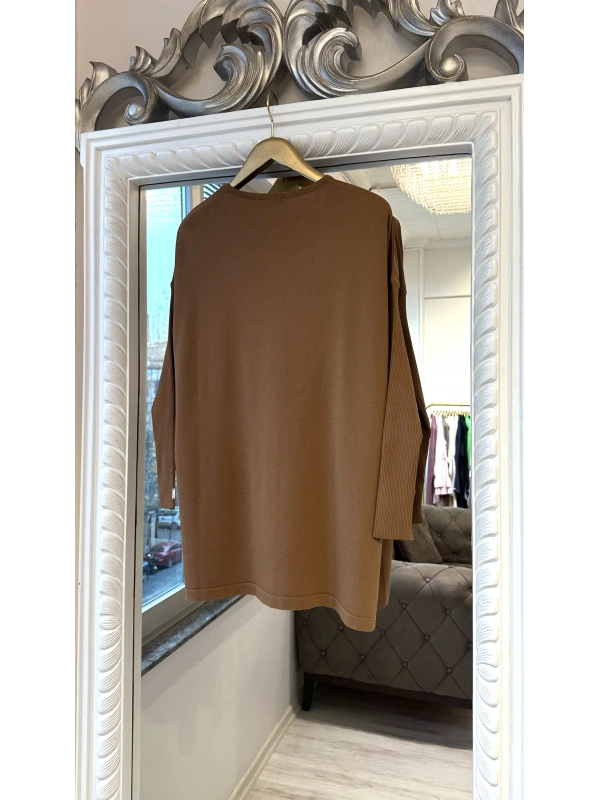 İNVEE 5879 Triko Tunik - Toprak