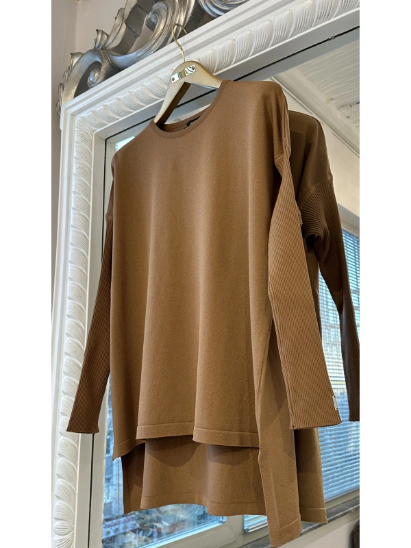 İNVEE 5879 Triko Tunik - Toprak