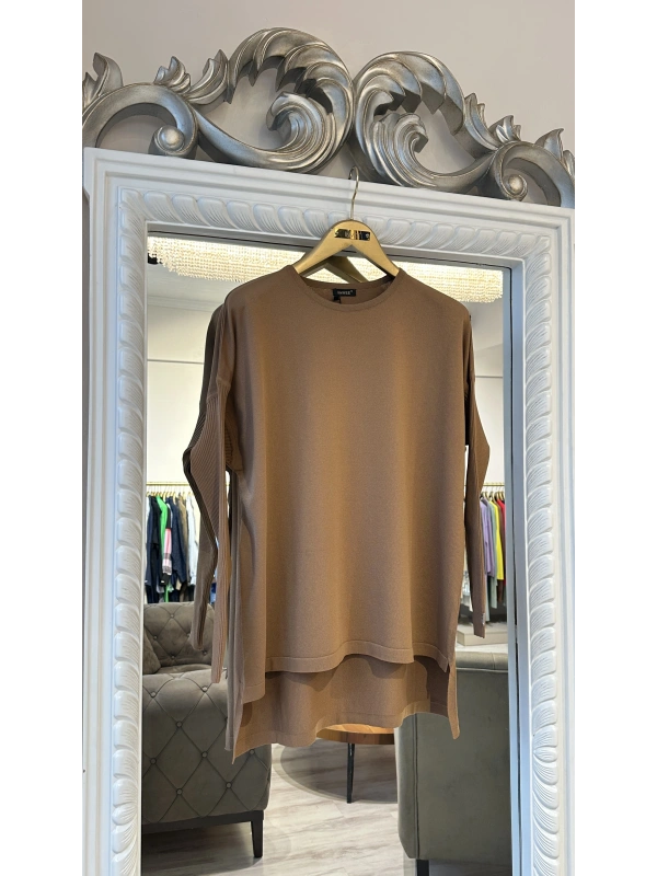 İNVEE 5879 Triko Tunik - Toprak