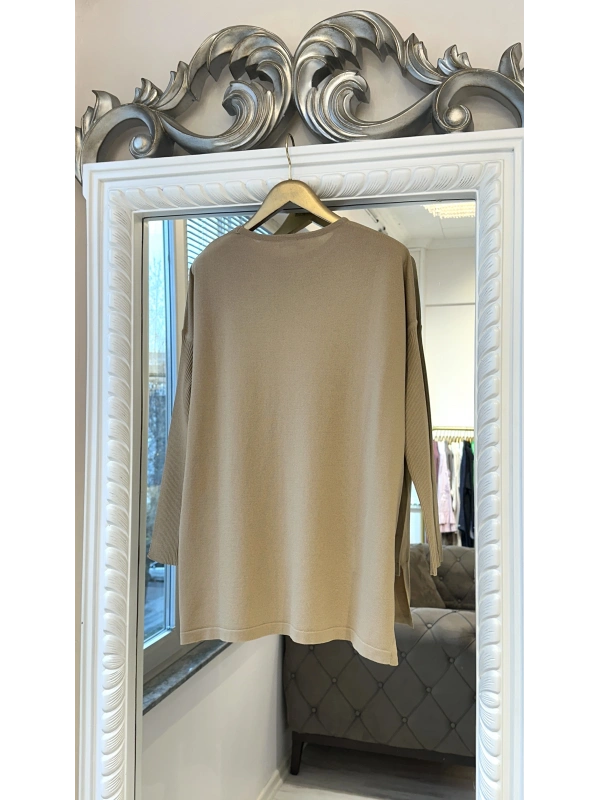 İNVEE 5879 Triko Tunik - Camel