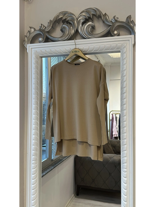 İNVEE 5879 Triko Tunik - Camel