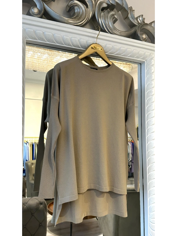 İNVEE 5879 Triko Tunik - Camel