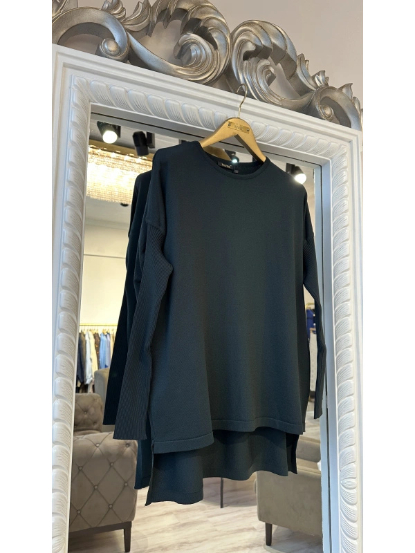 İNVEE 5879 Triko Tunik - Zümrüt