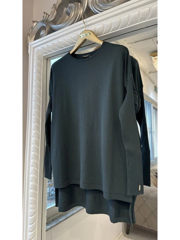 İNVEE 5879 Triko Tunik - Zümrüt