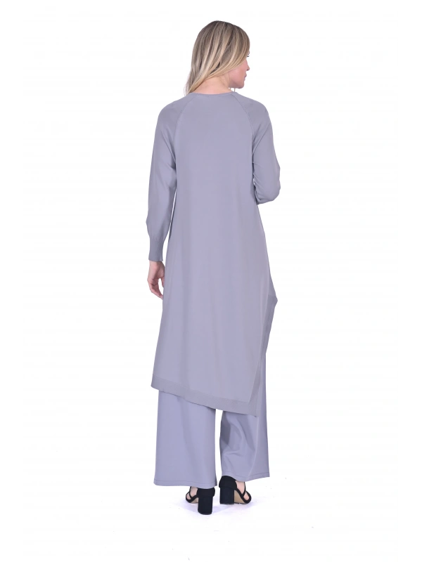 İNVEE 6001 Yanı Yırtmaçlı Gri Tunik