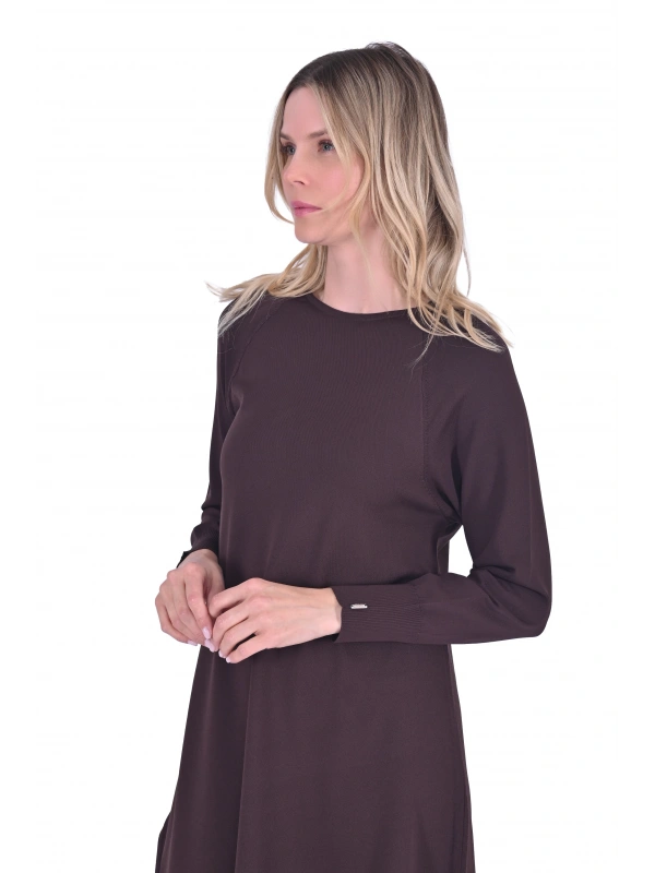 İNVEE 6001 Yanı Yırtmaçlı Kahve Tunik