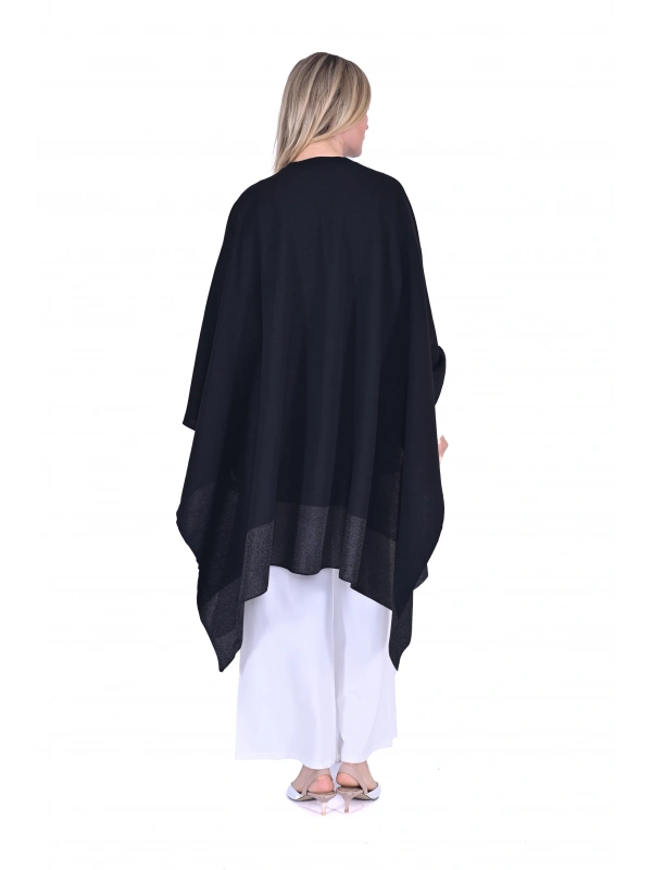 İNVEE 6104 Simli Siyah Panço-Şal