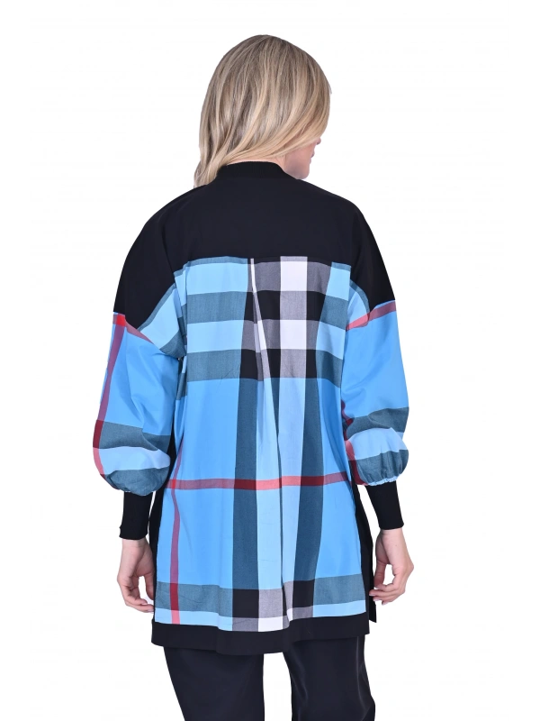 İNVEE 6121 Desenli Viskon Gömlek - Mavi