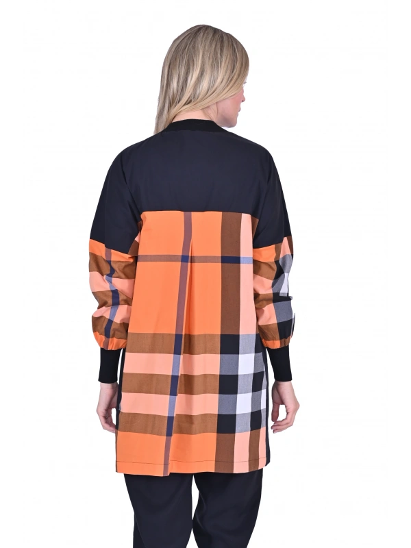 İNVEE 6121 Desenli Viskon Gömlek - Turuncu