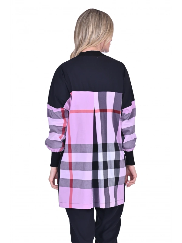 İNVEE 6121 Desenli Viskon Gömlek - Pembe