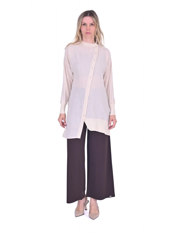 İNVEE 6122 Bej Keten Gömlek