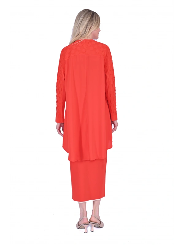 İNVEE 6143 Triko/Kumaş Tunik - Oranj