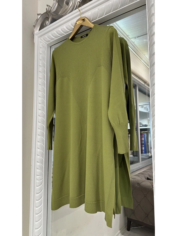 İNVEE 6222 Triko Tunik - Yağ Yeşili