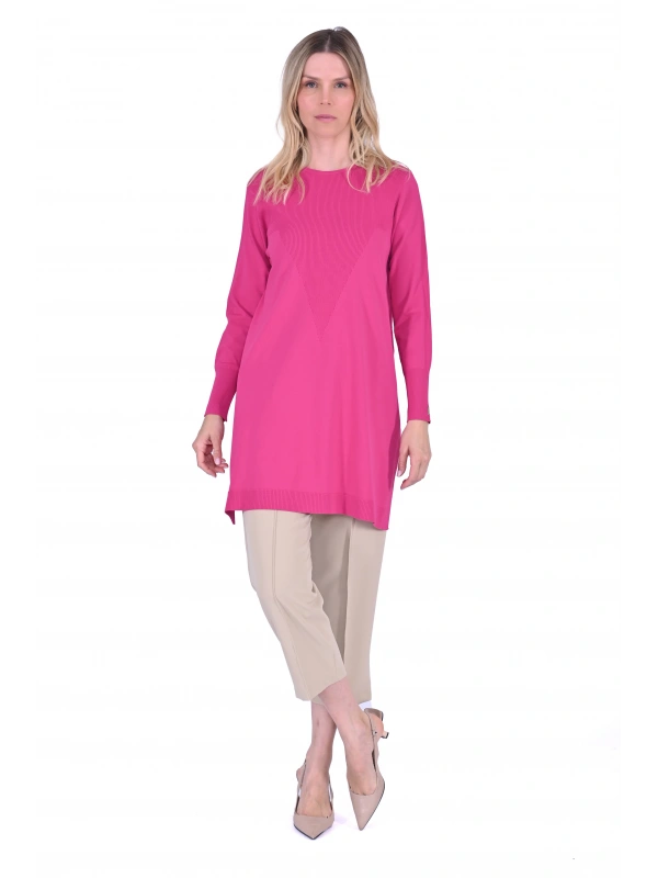 İNVEE 6222 Triko Tunik - Fuşya
