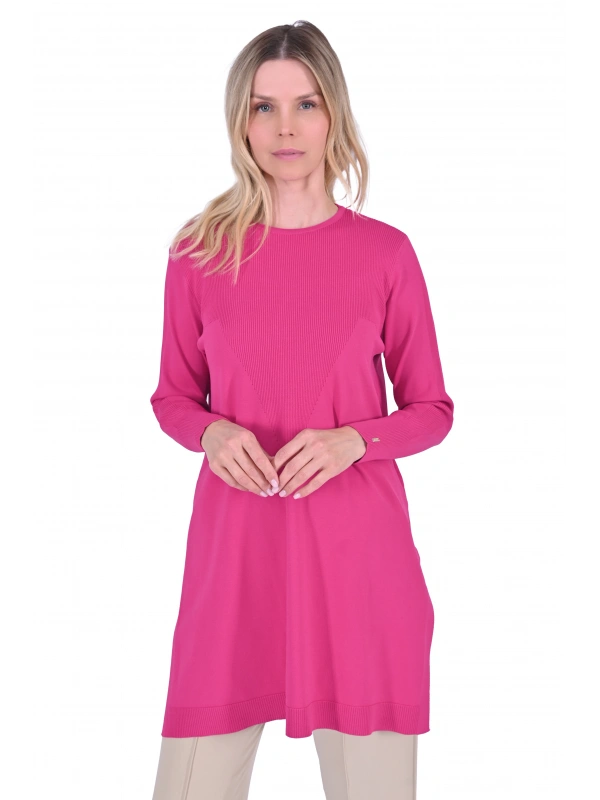 İNVEE 6222 Triko Tunik - Fuşya