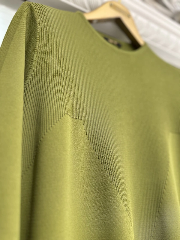 İNVEE 6222 Triko Tunik - Yağ Yeşili