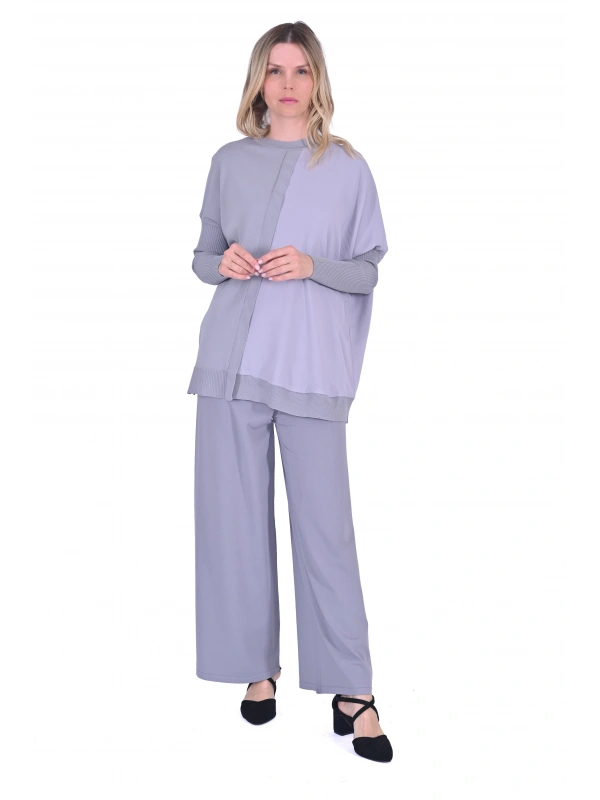 İNVEE 6248 Gri Triko/Caz Tunik