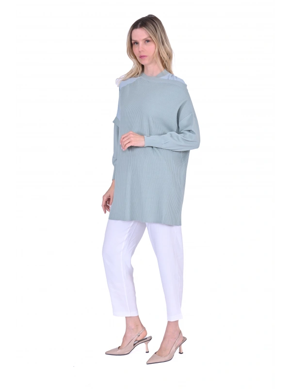 İNVEE Omzu Şifon Detaylı Tunik - Küfrengi