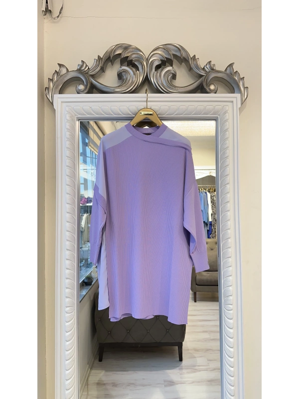 İNVEE Omzu Şifon Detaylı Tunik - Lila