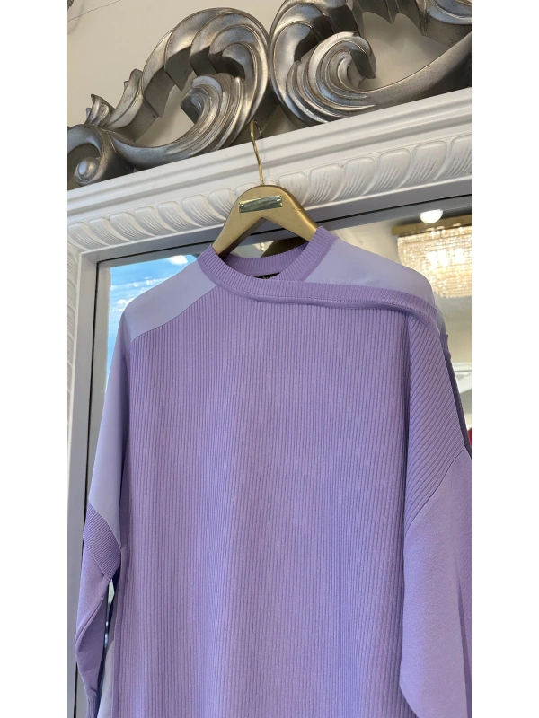 İNVEE Omzu Şifon Detaylı Tunik - Lila