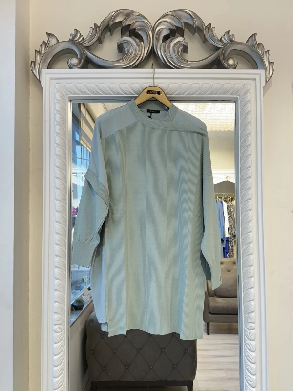 İNVEE Omzu Şifon Detaylı Tunik - Mint