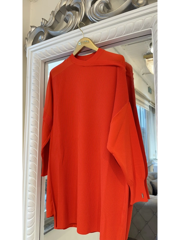 İNVEE Omzu Şifon Detaylı Tunik - Oranj