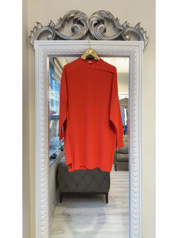 İNVEE Omzu Şifon Detaylı Tunik - Oranj