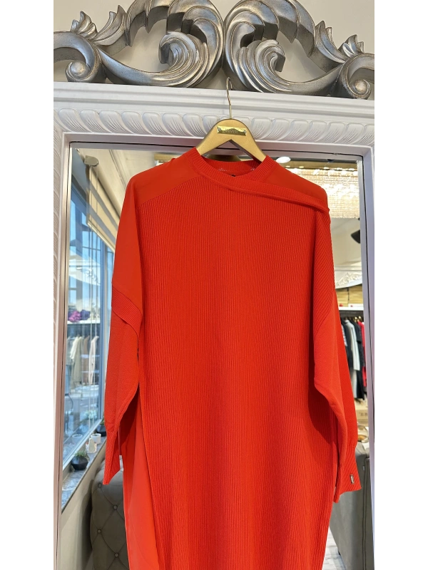 İNVEE Omzu Şifon Detaylı Tunik - Oranj