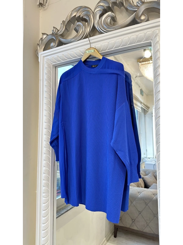 İNVEE Omzu Şifon Detaylı Tunik - Sax