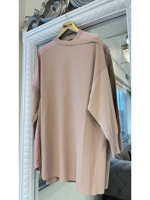 İNVEE Omzu Şifon Detaylı Tunik - Somon