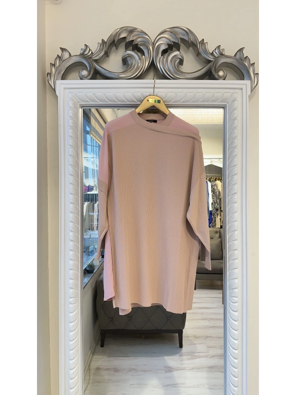 İNVEE Omzu Şifon Detaylı Tunik - Somon