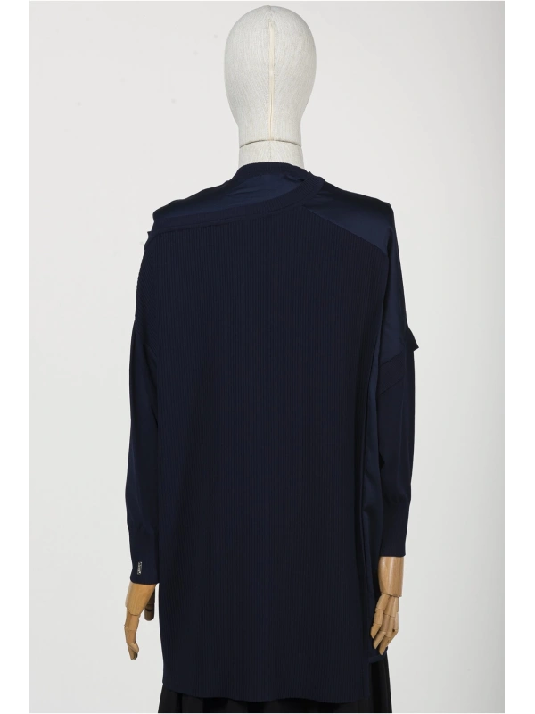 İNVEE Omzu Şifon Detaylı Tunik - Lacivert