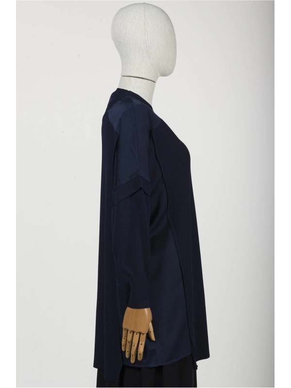 İNVEE Omzu Şifon Detaylı Tunik - Lacivert