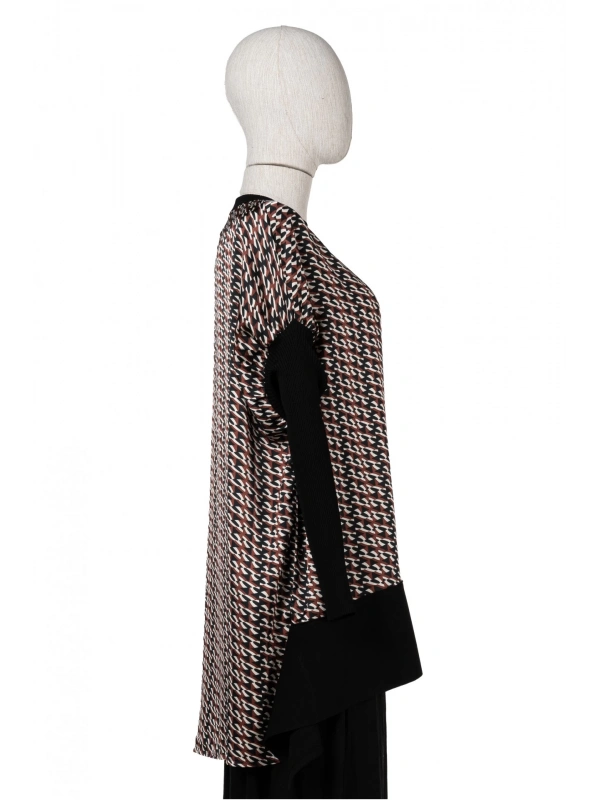 İNVEE 6252 Siyah Triko - Şifon Mix Tunik